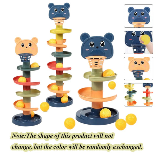 Different Layers Baby Track Rolling Ball Toy Early Educational Puzzle Toy for Children Montessori Sliding Track Tower Kids Gift