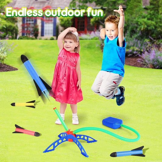 Kid Air Rocket Foot Pump Launcher Outdoor Air Pressed Pedal Soaring Rocket Toys Child Play Set Jump Sport Game Toys For Children