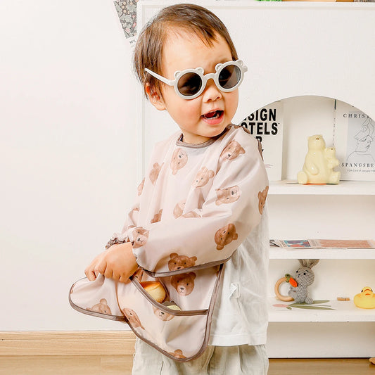 Elinfant 1PC Waterproof Eating Smock ,Infant Toddler Baby Cartoon Long Sleeve Apron, Animal Smock Soft Baby Bib Burp Clothes